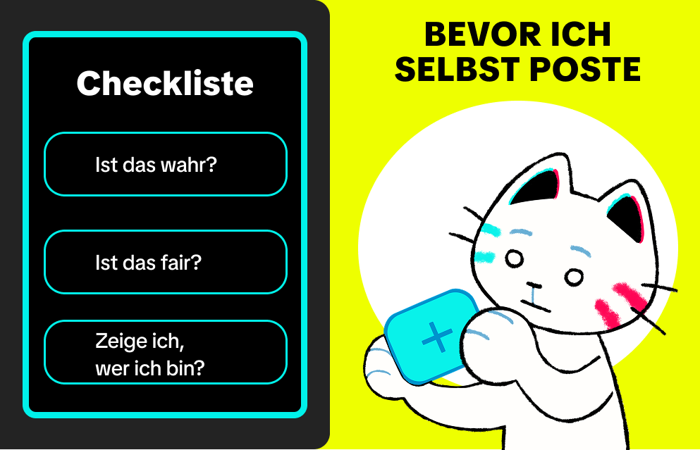 Bevor ich selbst poste – Checkliste: Ist das wahr? Ist das fair? Zeige ich, wer ich bin?