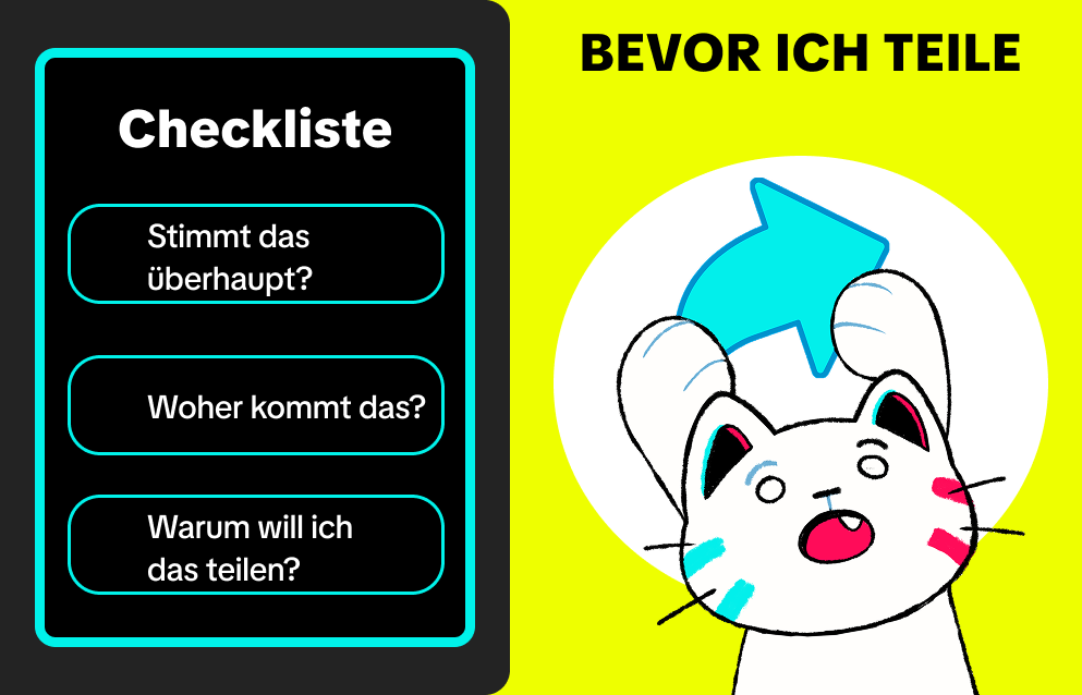 Bevor ich teile – Checkliste: Stimmt das überhaupt? Woher kommt das? Warum will ich das teilen?