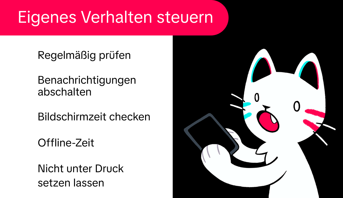 Wie nutze ich das? Regelmäßig prüfen, Benachrichtigungen abschalten, Bildschirmzeit checken, Offline-Zeit, ganz ohne Druck