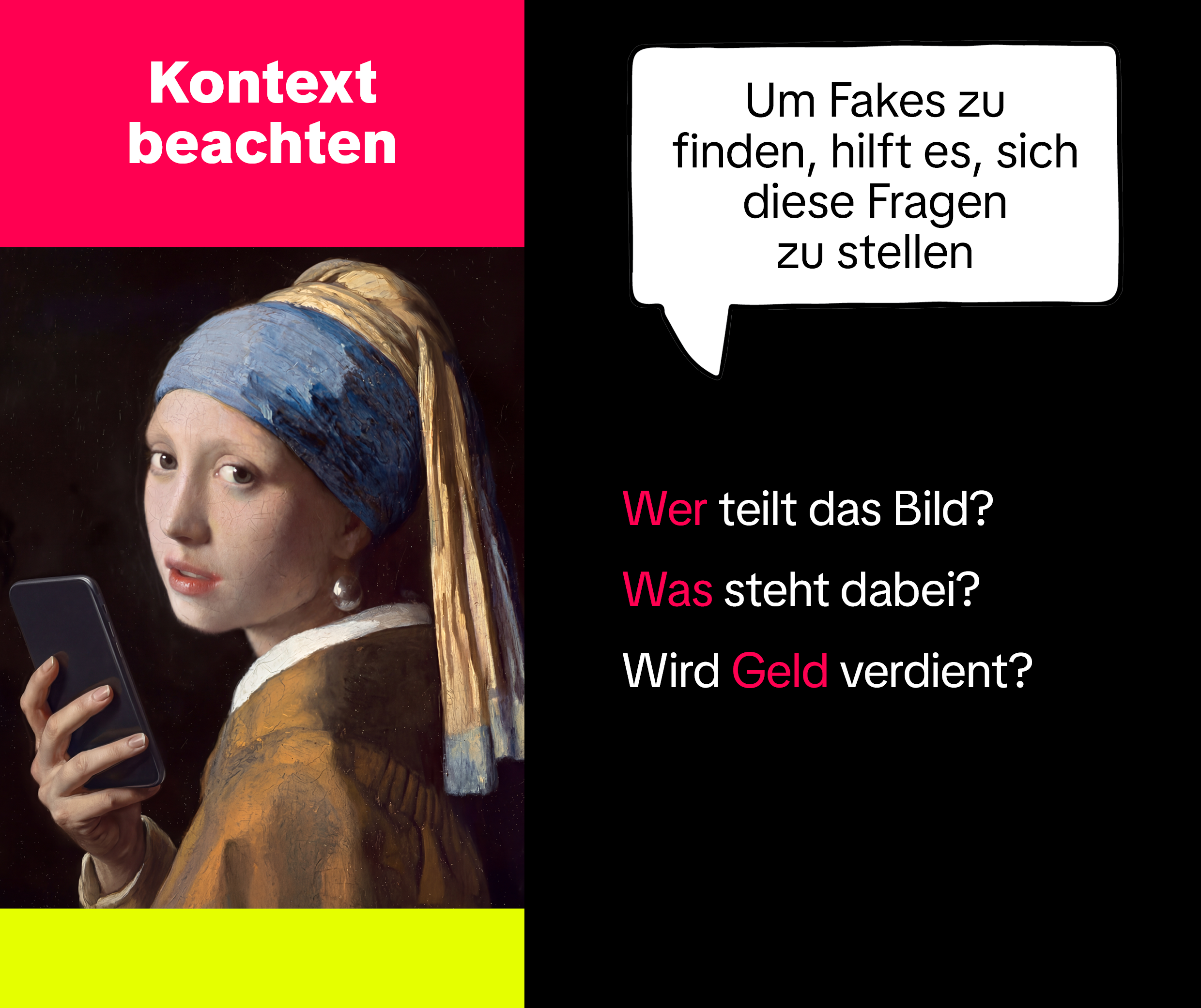 Kontext beachten: Wer teilt das Bild, was steht dabei, wird Geld verdient